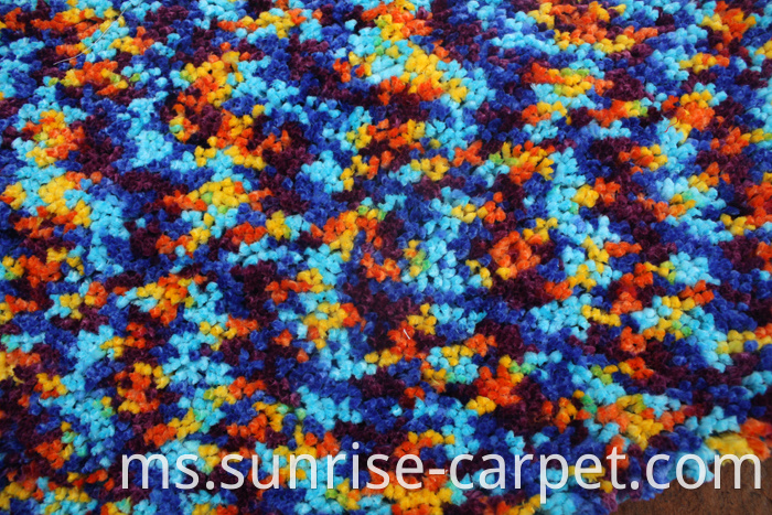 Polyester Rugs with spac dyed yarn blue and yellow